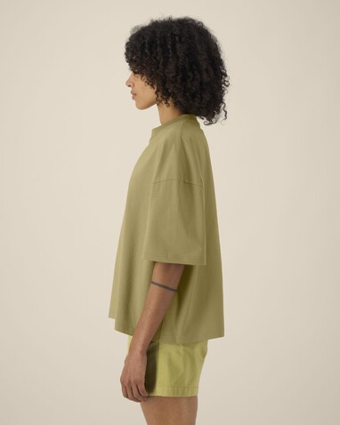 Hypster - Das Unisex-T-Shirt Boxy aus recycelter Baumwolle - Faded Olive - L bedrucken, Art.-Nr. STTU258C1531L