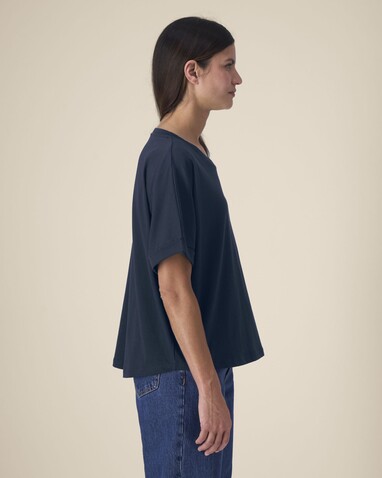 Stella Collider - Damen-T-Shirt mit aufgeschlagenen Ärmeln - French Navy - XXL bedrucken, Art.-Nr. STTW089C7272X