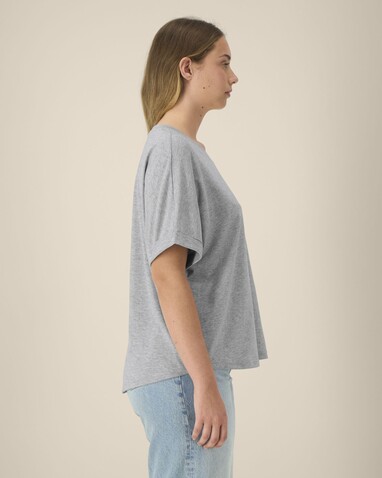 Stella Collider - Das Oversized Damen-T-Shirt mit gekrempelten Ärmeln - Heather Grey - S bedrucken, Art.-Nr. STTW089C2501S
