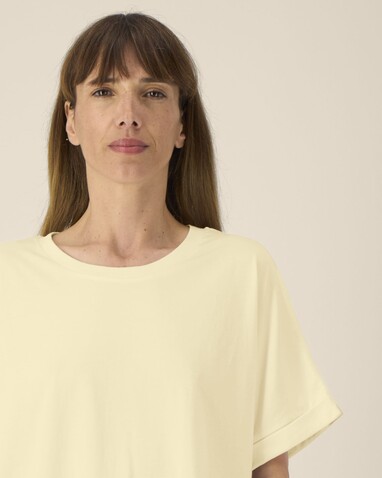 Stella Collider - Das Oversized Damen-T-Shirt mit gekrempelten Ärmeln - Butter - S bedrucken, Art.-Nr. STTW089C0781S Stella Collider - Das Oversized Damen-T-Shirt mit gekrempelten Ärmeln - Butter - S bedrucken, Art.-Nr. STTW089C0781S