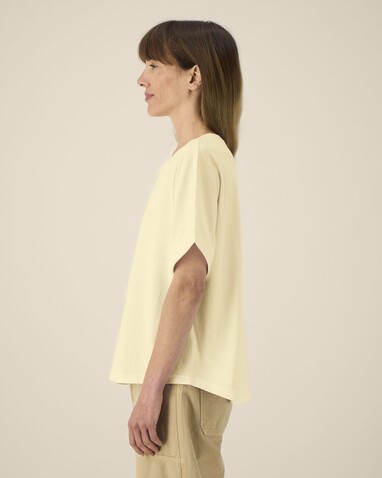 Stella Collider - Das Oversized Damen-T-Shirt mit gekrempelten Ärmeln - Butter - XL bedrucken, Art.-Nr. STTW089C0781X Stella Collider - Das Oversized Damen-T-Shirt mit gekrempelten Ärmeln - Butter - XL bedrucken, Art.-Nr. STTW089C0781X