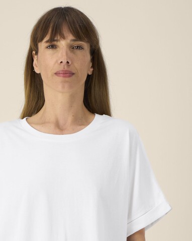 Stella Collider - Das Oversized Damen-T-Shirt mit gekrempelten Ärmeln - White - M bedrucken, Art.-Nr. STTW089C0011M Stella Collider - Das Oversized Damen-T-Shirt mit gekrempelten Ärmeln - White - M bedrucken, Art.-Nr. STTW089C0011M