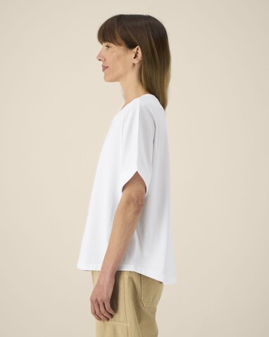 Stella Collider - Das Oversized Damen-T-Shirt mit gekrempelten Ärmeln - White - XL bedrucken, Art.-Nr. STTW089C0011X
