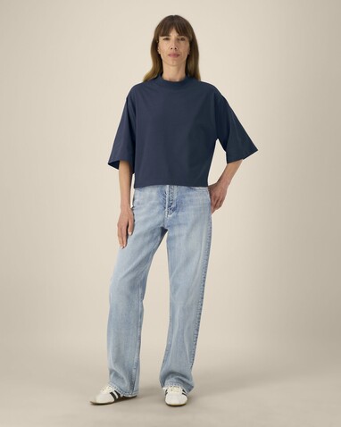 Stella Raya - Das kurze Damen-T-Shirt aus recycelter Baumwolle - French Navy - XL bedrucken, Art.-Nr. STTW259C7271X