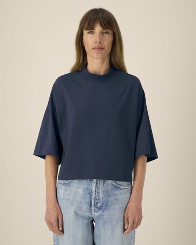 Stella Raya - Das kurze Damen-T-Shirt aus recycelter Baumwolle - French Navy - XL bedrucken, Art.-Nr. STTW259C7271X