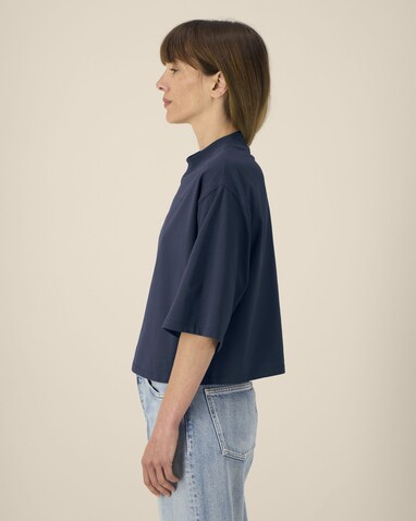 Stella Raya - Das kurze Damen-T-Shirt aus recycelter Baumwolle - French Navy - XL bedrucken, Art.-Nr. STTW259C7271X