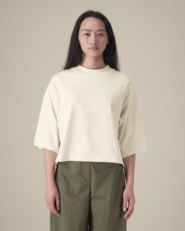 Stella Raya - Das kurze Damen-T-Shirt aus recycelter Baumwolle - Natural Raw - XS bedrucken, Art.-Nr. STTW259C054XS