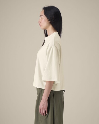 Stella Raya - Das kurze Damen-T-Shirt aus recycelter Baumwolle - Natural Raw - M bedrucken, Art.-Nr. STTW259C0541M