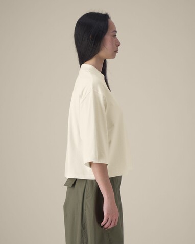 Stella Raya - Das kurze Damen-T-Shirt aus recycelter Baumwolle - Natural Raw - M bedrucken, Art.-Nr. STTW259C0541M