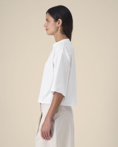 Stella Raya - Das kurze Damen-T-Shirt aus recycelter Baumwolle - White - XS bedrucken, Art.-Nr. STTW259C001XS