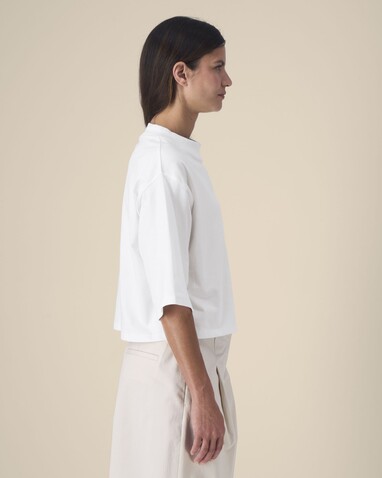 Stella Raya - Das kurze Damen-T-Shirt aus recycelter Baumwolle - White - XL bedrucken, Art.-Nr. STTW259C0011X