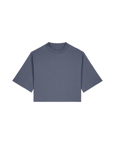 Stella Raya - Das kurze Damen-T-Shirt aus recycelter Baumwolle - Blue Grey - S bedrucken, Art.-Nr. STTW259C1561S