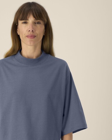 Stella Raya - Das kurze Damen-T-Shirt aus recycelter Baumwolle - Blue Grey - M bedrucken, Art.-Nr. STTW259C1561M