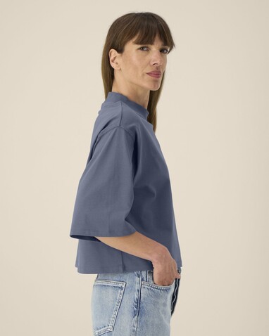 Stella Raya - Das kurze Damen-T-Shirt aus recycelter Baumwolle - Blue Grey - XXL bedrucken, Art.-Nr. STTW259C1562X Stella Raya - Das kurze Damen-T-Shirt aus recycelter Baumwolle - Blue Grey - XXL bedrucken, Art.-Nr. STTW259C1562X