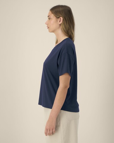 Stella Etta - Das Damen-T-Shirt aus Baumwolle-TENCEL™ Modal - French Navy - XXL bedrucken, Art.-Nr. STTW264C7272X