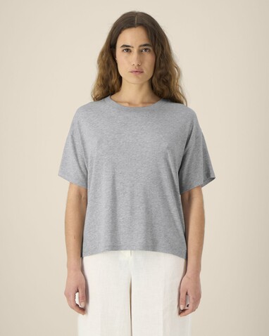 Stella Etta - Das Damen-T-Shirt aus Baumwolle-TENCEL™ Modal - Heather Grey - L bedrucken, Art.-Nr. STTW264C2501L