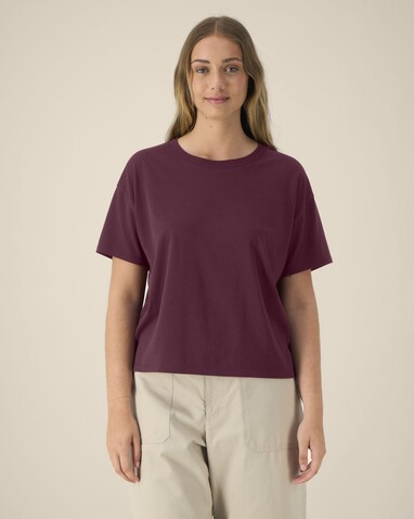Stella Etta - Das Damen-T-Shirt aus Baumwolle-TENCEL™ Modal - Deep Plum - S bedrucken, Art.-Nr. STTW264C1511S