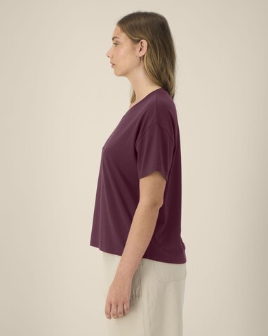 Stella Etta - Das Damen-T-Shirt aus Baumwolle-TENCEL™ Modal - Deep Plum - S bedrucken, Art.-Nr. STTW264C1511S
