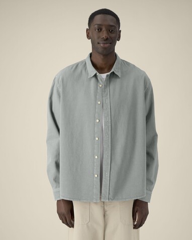 Worker Shirt - Das Relaxed Unisex-Hemd - G. Dyed Misty Grey - L bedrucken, Art.-Nr. STWU975C1571L
