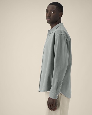 Worker Shirt - Das Relaxed Unisex-Hemd - G. Dyed Misty Grey - L bedrucken, Art.-Nr. STWU975C1571L