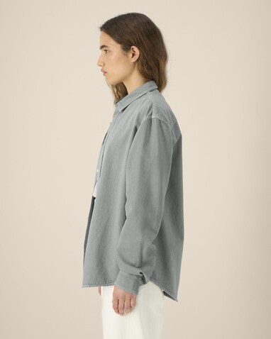 Worker Shirt - Das Relaxed Unisex-Hemd - G. Dyed Misty Grey - S bedrucken, Art.-Nr. STWU975C1571S