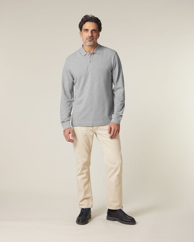 Prepster 2.0 Long Sleeve - Das Langarm-Unisex-Polo - Heather Grey - XL bedrucken, Art.-Nr. STPU223C2501X