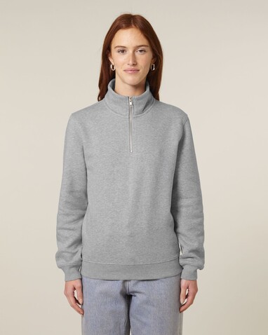 Trucker 2.0 - Das Unisex-Sweatshirt mit kurzem Reißverschluss - Heather Grey - 5XL bedrucken, Art.-Nr. STSU204C2505X Trucker 2.0 - Das Unisex-Sweatshirt mit kurzem Reißverschluss - Heather Grey - 5XL bedrucken, Art.-Nr. STSU204C2505X