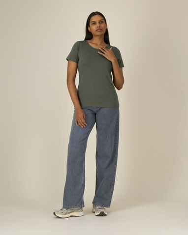 Stella Expresser 2.0 - Das Fitted Damen-T-Shirt - Khaki - XS bedrucken, Art.-Nr. STTW079C223XS Stella Expresser 2.0 - Das Fitted Damen-T-Shirt - Khaki - XS bedrucken, Art.-Nr. STTW079C223XS