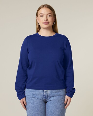 Stella Muser Long Sleeve - Das Iconic Langarm-Damen-T-Shirt - Worker Blue - S bedrucken, Art.-Nr. STTW219C0881S