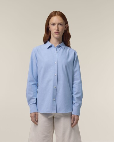 Stella Oxford Shirt - Das Damen-Oxfordhemd - Blue Oxford - L bedrucken, Art.-Nr. STWW971C3631L