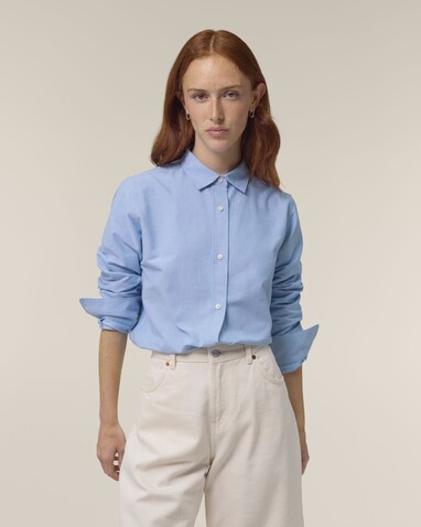 Stella Oxford Shirt - Das Damen-Oxfordhemd - Blue Oxford - XXL bedrucken, Art.-Nr. STWW971C3632X