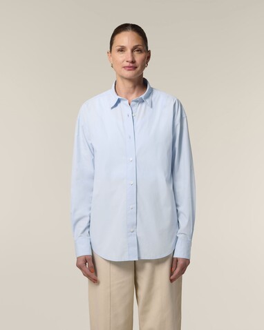 Stella Styler Shirt - Das Relaxed Damen-Popelinehemd - Summer Blue - M bedrucken, Art.-Nr. STWW973C3661M
