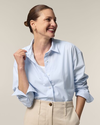 Stella Styler Shirt - Das Relaxed Damen-Popelinehemd - Summer Blue - M bedrucken, Art.-Nr. STWW973C3661M
