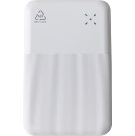 Recycelte ABS-Powerbank Tavi – Weiß bedrucken, Art.-Nr. 002999999_1298468