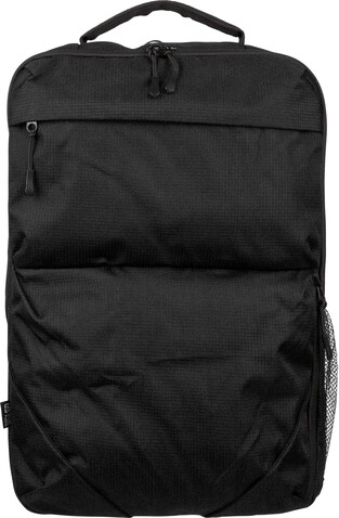 rPET (300D) Polyester Ocean Bound Rucksack Tova – Schwarz bedrucken, Art.-Nr. 001999999_1349350