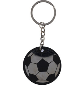 Schlüsselanhänger in Form eines Fußballs aus recyceltem Edelstahl von Ciro – Schwarz bedrucken, Art.-Nr. 001999999_1349497