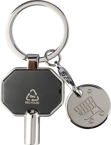 Schlüsselanhänger aus recycelter Zinklegierung mit Heizkörperentlüfter Mara – Schwarz bedrucken, Art.-Nr. 001999999_1349501
