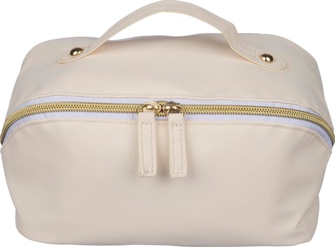 Recycelte PU-Kulturtasche Alon – beige bedrucken, Art.-Nr. 357999999_1349534