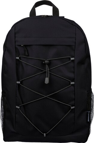 rPET-Polyester (600D) Abenteuerrucksack Jari – Schwarz bedrucken, Art.-Nr. 001999999_1349536