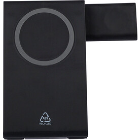 Kabelloses Ladegerät Valerio | 3-in-1 | Magnetisch – Schwarz bedrucken, Art.-Nr. 001999999_1351337