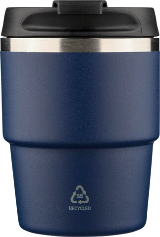 Recycelter Edelstahl-Becher mit doppelter Wand (175 ml) Oli – Blau bedrucken, Art.-Nr. 005999999_1353905