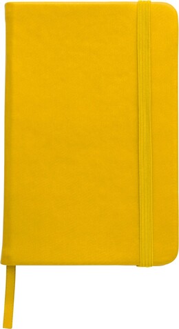 Notizbuch Eva | Recyceltes PU | A5 | Liniert – Gelb bedrucken, Art.-Nr. 006999999_1411190