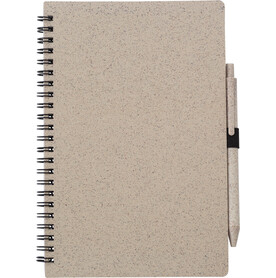 Notizbuch und Kugelschreiber aus Weizenstroh Massimo – Braun bedrucken, Art.-Nr. 011999999_1417977