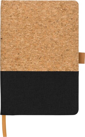 Notizbuch Trevor | Kork | A5 | Liniert – Schwarz bedrucken, Art.-Nr. 001999999_1421000