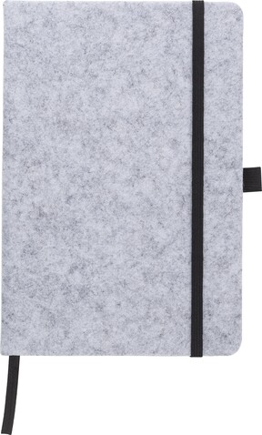 rPET Filz Notizbuch Harper – Grau bedrucken, Art.-Nr. 003999999_1421002