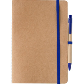 Notizbuch Theodore | Karton | A5 | Blanko | Mit Stift – Kobaltblau bedrucken, Art.-Nr. 023999999_1421005