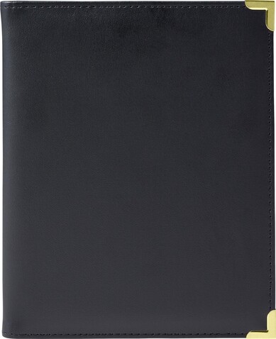 Konferenzmappe aus PU mit Metallecken Gia – Schwarz bedrucken, Art.-Nr. 001999999_8622