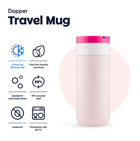 Dopper Travel Mug | 400 ml – Berry Pink bedrucken, Art.-Nr. 988999999_1465042