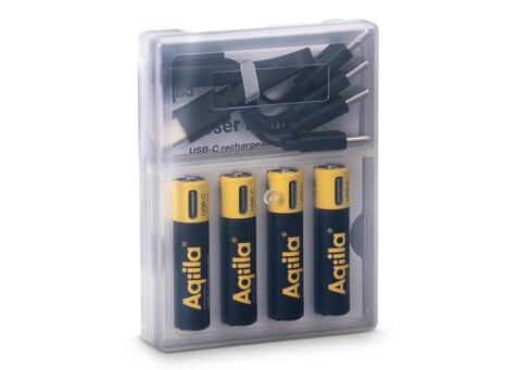 Aqiila Wiederaufladbare USB-C-Batterien AAA 600 mAh, 4er-Pack - Schwarz bedrucken, Art.-Nr. LT45210-N0002 Aqiila Wiederaufladbare USB-C-Batterien AAA 600 mAh, 4er-Pack - Schwarz bedrucken, Art.-Nr. LT45210-N0002
