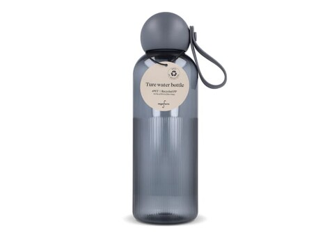 Sagaform Ture Wasserflasche 600 ml - Transparent / Dunkelgrau bedrucken, Art.-Nr. LT52056-N0460